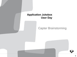 Application Jukebox
User Day
9
Capter Brainstorming
 