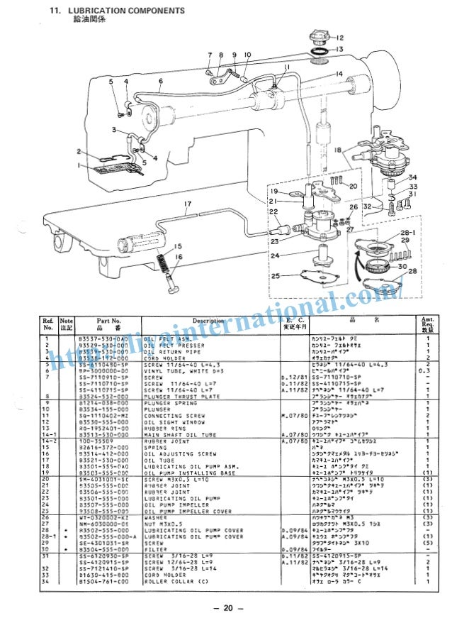 Juki dmn 5304,parts list