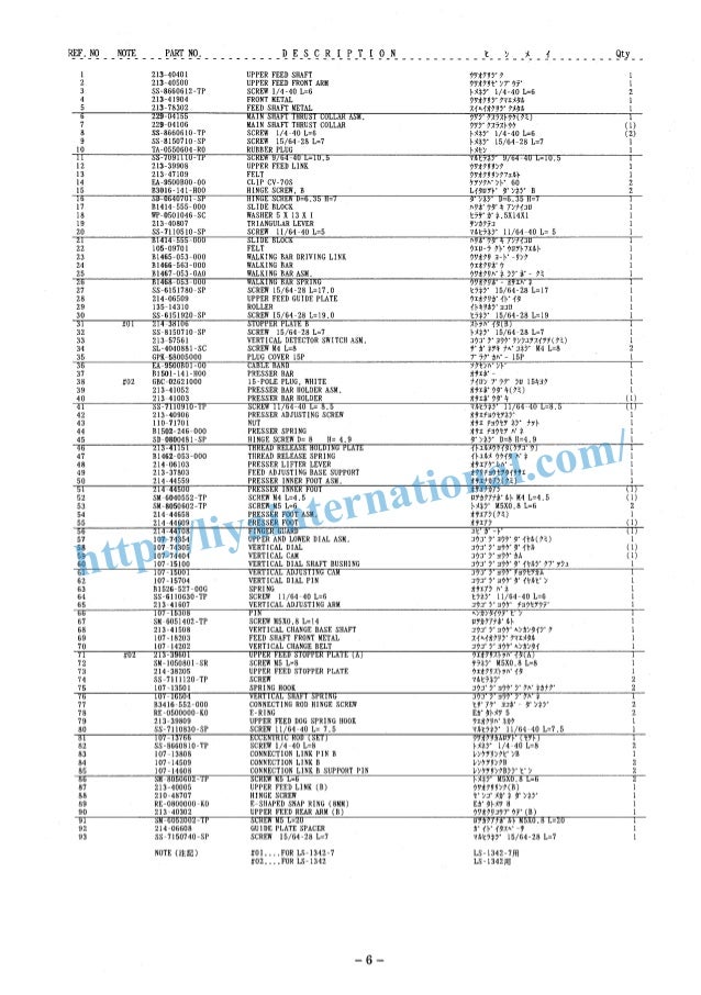 Juki ls 1342 parts list