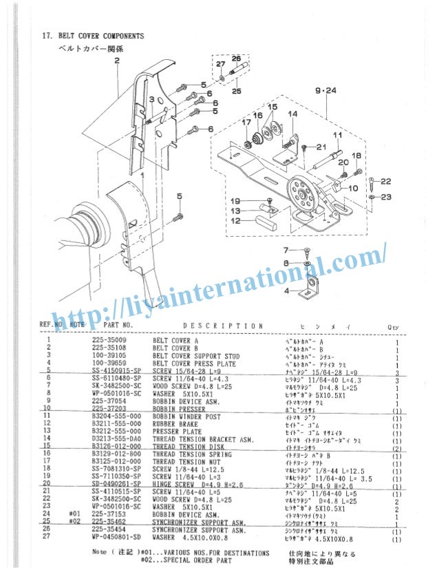 Juki lz 2280,parts list