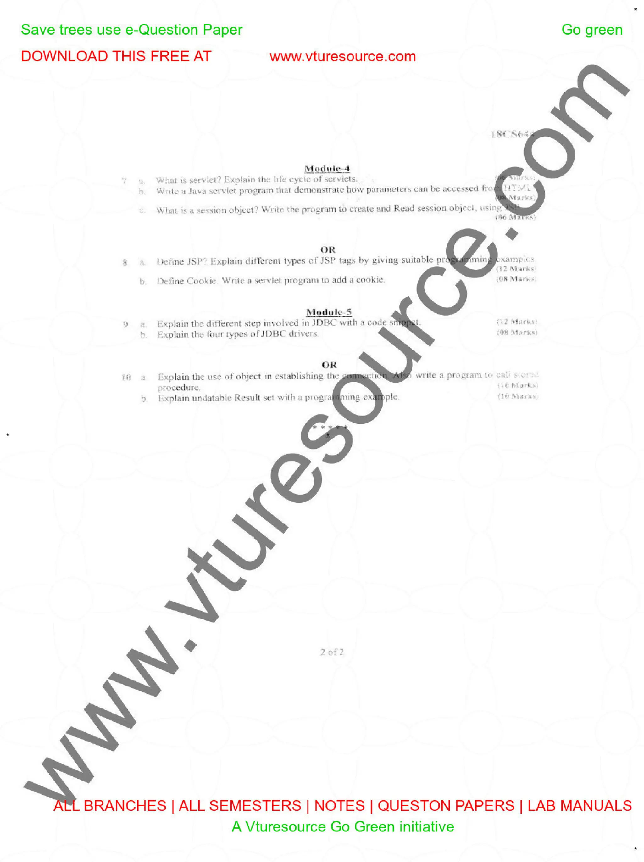 Advanced java university question paper pattern | PDF