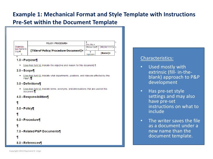 Policy And Procedure Document Template