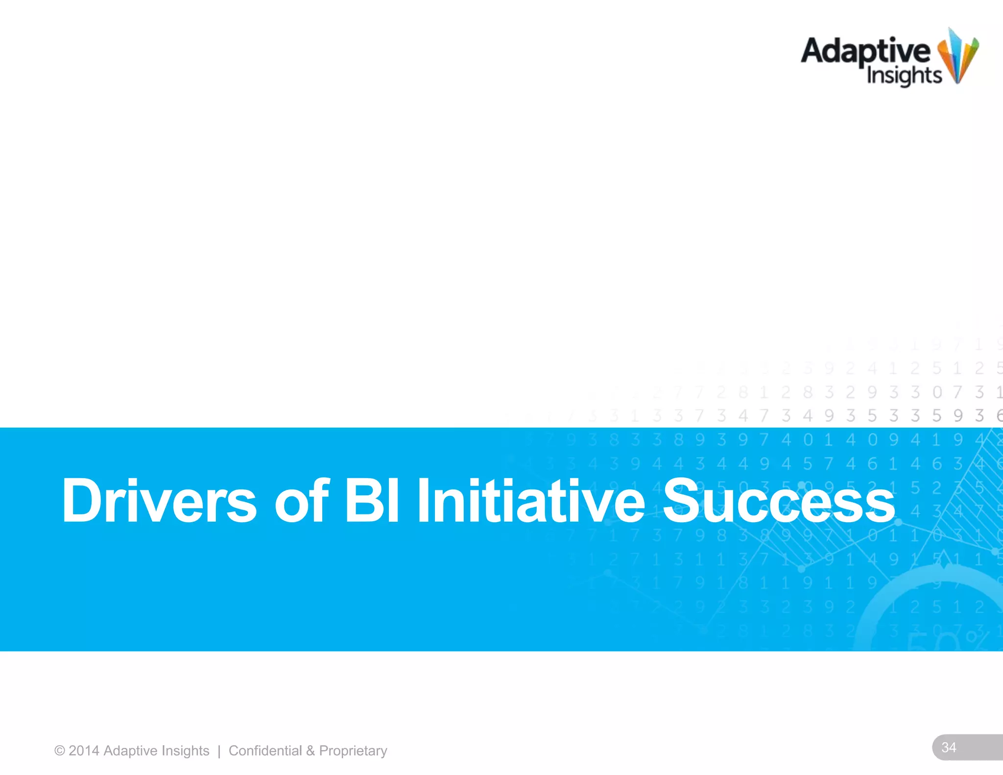 34© 2014 Adaptive Insights | Confidential & Proprietary
Drivers of BI Initiative Success
 