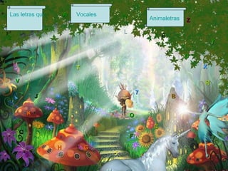 Las letras que suenan Vocales Animaletras A E O U P J B C D F G H K L M N P Q R S T V W X Y Z 1 2 5 7 9