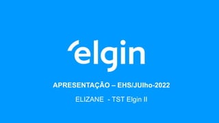 APRESENTAÇÃO – EHS/JUlho-2022
ELIZANE - TST Elgin II
 