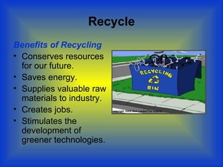 Recycle, Reuse and Reduce | PPT