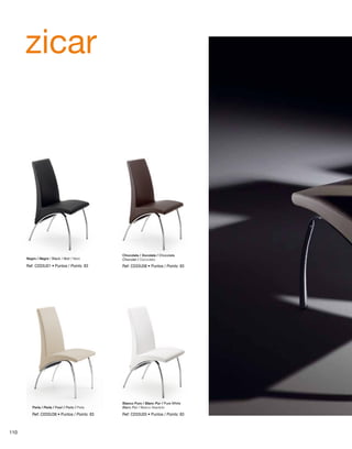 zicar 
Negro / Negre / Black / Noir / Nero 
Ref: C033U01 • Puntos / Points: 83 
Perla / Perla / Pearl / Perle / Perla 
Chocolate / Xocolata / Chocolate 
Chocolat / Cioccolato 
Ref: C033U08 • Puntos / Points: 83 
Blanco Puro / Blanc Pur / Pure White 
Blanc Pur / Bianco Assoluto 
Ref: C033U05 • Ref: C033U38 • Puntos / Points: 83 Puntos / Points: 83 
110 
 