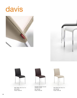 davis 
Negro / Negre / Black / Noir / Nero Perla / Perla / Pearl / Perle / Perla 
Ref: C037U01 
Puntos / Points: 65 
Ref: C037U08 
Puntos / Points: 65 
Ref: C037U38 
Puntos / Points: 65 
Chocolate / Xocolata / Chocolate 
Chocolat / Cioccolato 
116 
 