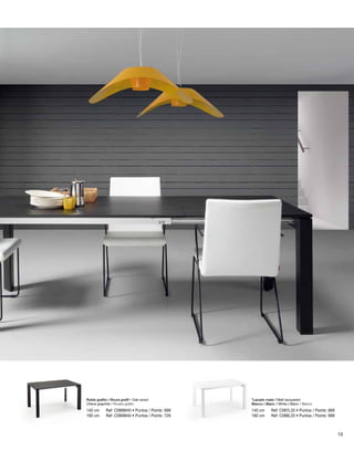 *Lacado mate / Matt lacquered 
Blanco / Blanc / White / Blanc / Bianco 
Ref: C087L33 • Puntos / Points: 669 
Ref: C088L33 • Puntos / Points: 699 
Roble grafito / Roure grafit / Oak wood 
Chene graphite / Rovere grafito 
140 cm Ref: C089M40 • Puntos / Points: 699 140 cm 
160 cm Ref: C090M40 • Puntos / Points: 729 160 cm 
15 
 