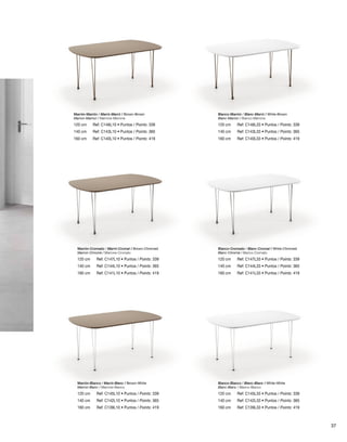 Marrón-Marrón / Marró-Marró / Brown-Brown 
Marron-Marron / Marrone-Marrone 
Marrón-Cromado / Marró-Cromat / Brown-Chromed 
Marron-Chromé / Marrone-Cromato 
Ref: C147L10 • Puntos / Points: 339 
Ref: C144L10 • Puntos / Points: 365 
Ref: C141L10 • Puntos / Points: 419 
140 cm 
160 cm 
Marrón-Blanco / Marró-Blanc / Brown-White 
Marron-Blanc / Marrone-Bianco 
Ref: C145L10 • Puntos / Points: 339 
Ref: C142L10 • Puntos / Points: 365 
Ref: C139L10 • Puntos / Points: 419 
120 cm 
120 cm 
140 cm 
160 cm 
Blanco-Marrón / Blanc-Marró / White-Brown 
Blanc-Marron / Bianco-Marrone 
Blanco-Cromado / Blanc-Cromat / White-Chromed 
Blanc-Chromé / Bianco-Cromato 
Ref: C147L33 • Puntos / Points: 339 
Ref: C144L33 • Puntos / Points: 365 
Ref: C141L33 • Puntos / Points: 419 
120 cm 
140 cm 
160 cm 
Blanco-Blanco / Blanc-Blanc / White-White 
Blanc-Blanc / Bianco-Bianco 
Ref: C145L33 • Puntos / Points: 339 
Ref: C142L33 • Puntos / Points: 365 
Ref: C139L33 • Puntos / Points: 419 
120 cm 
140 cm 
160 cm 
Ref: C146L10 • Puntos / Points: 339 
Ref: C143L10 • Puntos / Points: 365 
Ref: C140L10 • Puntos / Points: 419 
120 cm 
140 cm 
160 cm 
Ref: C146L33 • Puntos / Points: 339 
Ref: C143L33 • Puntos / Points: 365 
Ref: C140L33 • Puntos / Points: 419 
120 cm 
140 cm 
160 cm 
37 
 