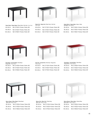 Ref: C170C01 • Puntos / Points: 295 
Ref: C173C01 • Puntos / Points: 332 
90 x 65 cm 
90 x 90 cm 
120 x 90 cm Ref: C176C01 • Puntos / Points: 367 
Ref: C170C04 • Puntos / Points: 295 
90 x 65 cm 
90 x 90 cm 
Ref: C173C04 • Puntos / Points: 332 
120 x 90 cm Ref: C176C04 • Puntos / Points: 367 
Ref: C170C33 • Puntos 90 x 65 cm / Points: 295 
90 x 90 cm Ref: C173C33 • Puntos / Points: 332 
120 x 90 cm Ref: C176C33 • Puntos / Points: 367 
Ref: C171C01 • Puntos / Points: 295 
90 x 65 cm 
90 x 90 cm 
Ref: C174C01 • Puntos / Points: 332 
120 x 90 cm Ref: C177C01 • Puntos / Points: 367 
Ref: C171C04 • Puntos / Points: 295 
90 x 65 cm 
90 x 90 cm 
Ref: C174C04 • Puntos / Points: 332 
120 x 90 cm Ref: C177C04 • Puntos / Points: 367 
Ref: C171C33 • Puntos / Points: 295 
90 x 65 cm 
90 x 90 cm 
Ref: C174C33 • Puntos / Points: 332 
120 x 90 cm Ref: C177C33 • Puntos / Points: 367 
Negro-Negro / Negre-Negre / Black-Black / Noir-Noir / Nero-Nero 
Ref: C172C01 • Puntos / Points: 295 
90 x 65 cm 
90 x 90 cm 
120 x 90 cm Ref: C178C01 • Puntos / Points: 367 
Ref: C175C01 • Puntos / Points: 332 
Ref: C172C04 • Puntos / Points: 295 
90 x 65 cm 
90 x 90 cm 
Ref: C175C04 • Puntos / Points: 332 
120 x 90 cm Ref: C178C04 • Puntos / Points: 367 
Ref: C172C33 • Puntos / Points: 295 
90 x 65 cm 
90 x 90 cm 
120 x 90 cm Ref: C178C33 • Puntos / Points: 367 
Ref: C175C33 • Puntos / Points: 332 
Rojo-Blanco / Vermell-Blanc / Red-White 
Rouge-Blanc / Rosso-Bianco 
Rojo-Negro / Vermell-Negre / Red-Black 
Rouge-Noir / Rosso-Nero 
Negro-Blanco / Negre-Blanc / Black- White 
Noir-Blanc / Nero-Bianco 
Negro-Gris / Negre-Gris / Black-Grey / Noir-Gris 
Nero-Grigio 
Rojo-Gris / Vermell-Gris / Red-Grey / Rouge-Gris 
Rosso-Grigio 
Blanco-Gris / Blanc-Gris / White-Grey 
Blanc-Gris / Bianco-Grigio 
Blanco-Blanco / Blanc-Blanc / White-White 
Blanc-Blanc / Bianco-Bianco 
Blanco-Negro / Blanc-Negre / White-Black 
Blanc-Noir / Bianco-Nero 
63 
 