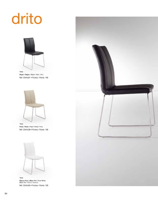 drito 
*Inox 
Negro / Negre / Black / Noir / Nero 
Ref: C044U01 • Puntos / Points: 109 
*Inox 
Perla / Perla / Pearl / Perle / Perla 
Ref: C044U38 • Puntos / Points: 109 
*Inox 
Blanco Puro / Blanc Pur / Pure White 
Blanc Pur / Bianco Assoluto 
Ref: C044U05 • Puntos / Points: 109 
94 
 