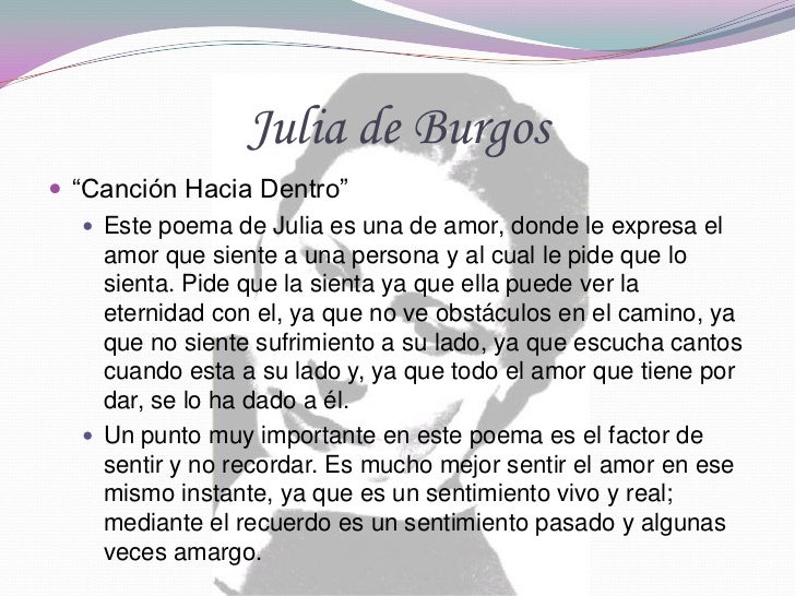 analisis a julia de burgos Canción amarga, julia de burgos siguiente análisis el paso del tiempo es un tema muy utilizado en la poesía a lo largo de la historia de la literatura. analisis a julia de burgos Canción amarga, julia de burgos siguiente análisis el paso del tiempo es un tema muy utilizado en la poesía a lo largo de la historia de la literatura.