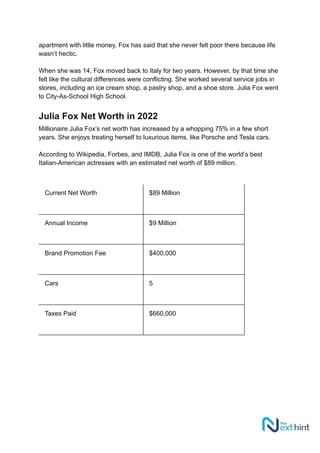 Julia Fox Net Worth: How Much is the Uncut Gems Actress Worth? | PDF