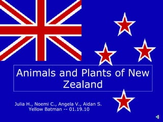 Animals and Plants of New Zealand Julia H., Noemi C., Angela V., Aidan S.  Yellow Batman -- 01.19.10 