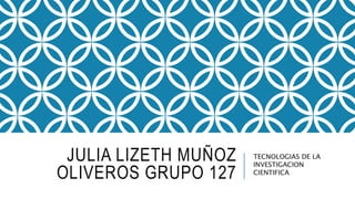 JULIA LIZETH MUÑOZ
OLIVEROS GRUPO 127
TECNOLOGIAS DE LA
INVESTIGACION
CIENTIFICA
 