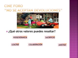  ¿Qué otros valores puedes resaltar?
PERSEVERANCIA
LEALTAD
SACRIFICIO
COLABORACIÓN AMISTAD
 
