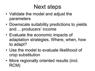 Julian R - Using the EcoCrop model and database to forecast impacts of cc