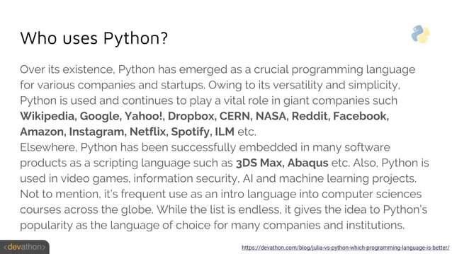 Julia vs Python 2020 | PPTX