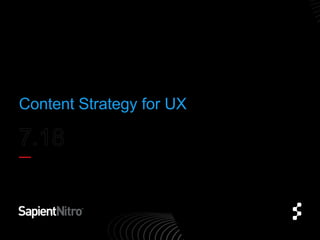 Content Strategy for UX
 