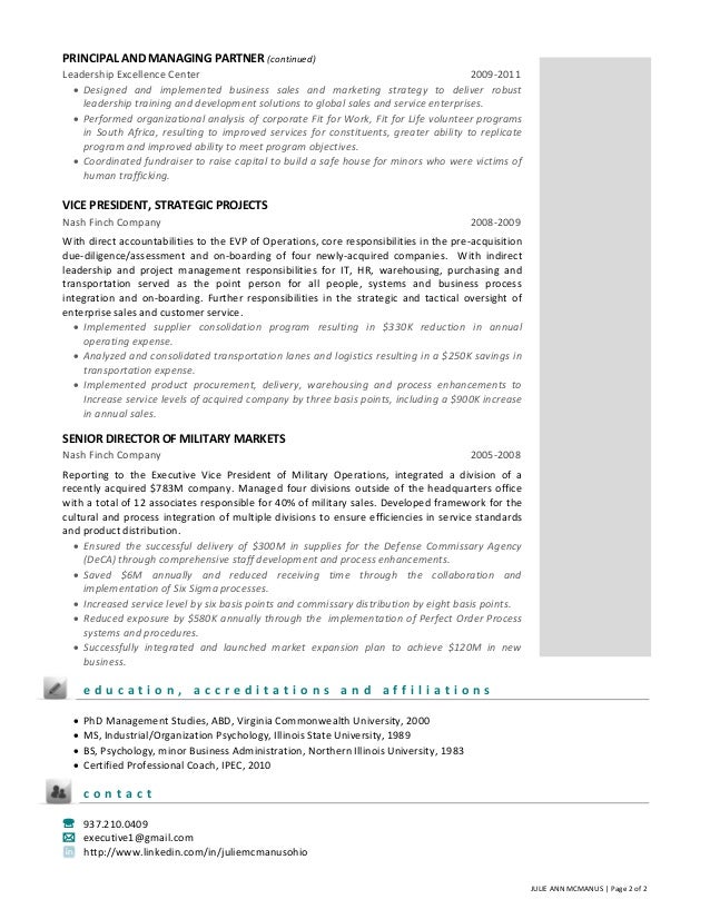 resume of managing director