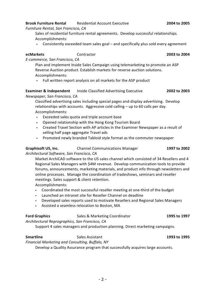 furniture sales resume