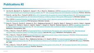 Julien Plu – PhD Thesis Defense
Publications #2
9. Van Erp M., Mendez P. N., Paulheim H., Ilievski F., Plu J., Rizzo G., W...