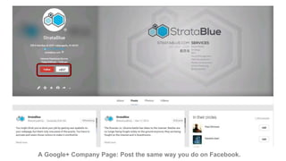 A Google+ Company Page: Post the same way you do on Facebook.
 