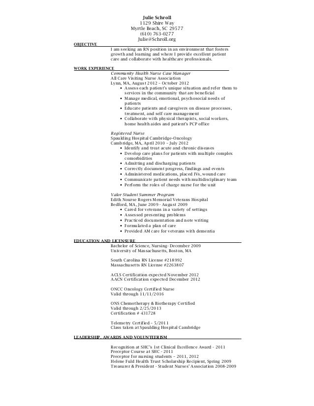 resume of a nurse