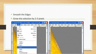• Smooth the Edges
• Grow the selection by 2-3 pixels
 