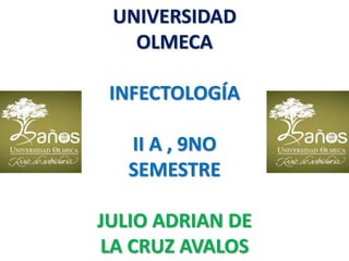 UNIVERSIDAD
OLMECA
INFECTOLOGÍA
II A , 9NO
SEMESTRE
JULIO ADRIAN DE
LA CRUZ AVALOS
 