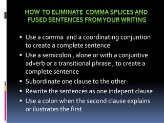 comma splices | PPTX
