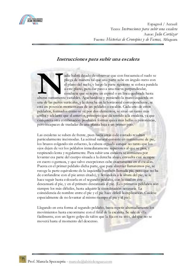 Julio Cortázar Instrucciones Para Subir Una Escalera Historias De