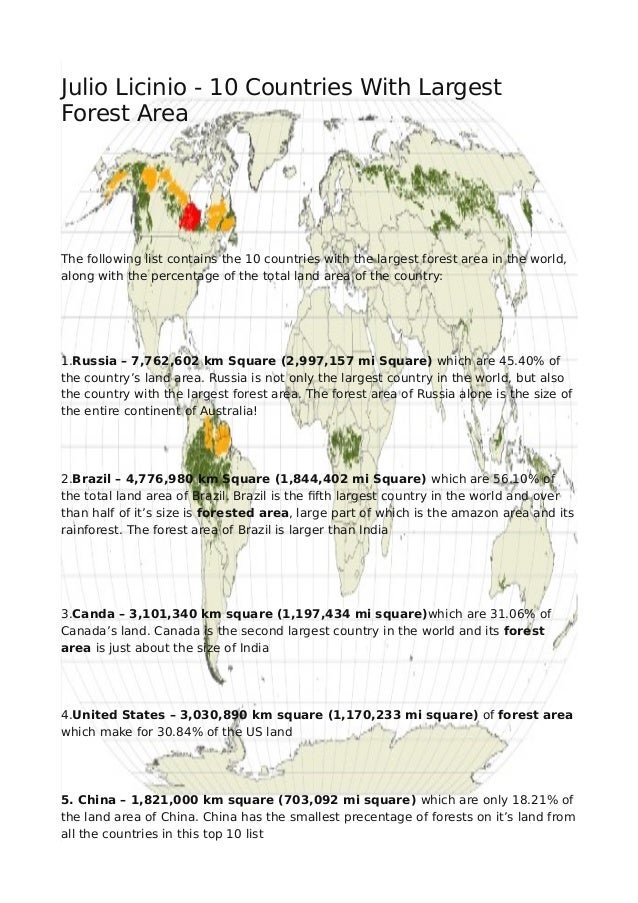 julio licinio 10 countries name with largest forest area list of countries by size