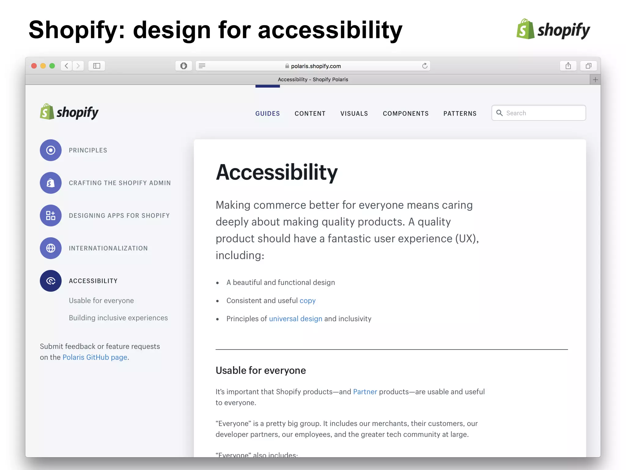 Shopify: design for accessibility
 