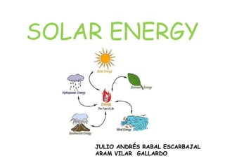 SOLAR ENERGY



    JULIO ANDRÉS RABAL ESCARBAJAL
    ARAM VILAR GALLARDO
 