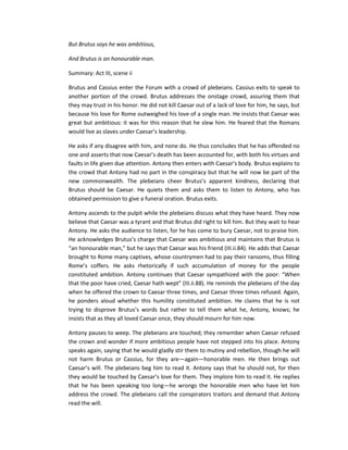 Julius Caesar - Summary