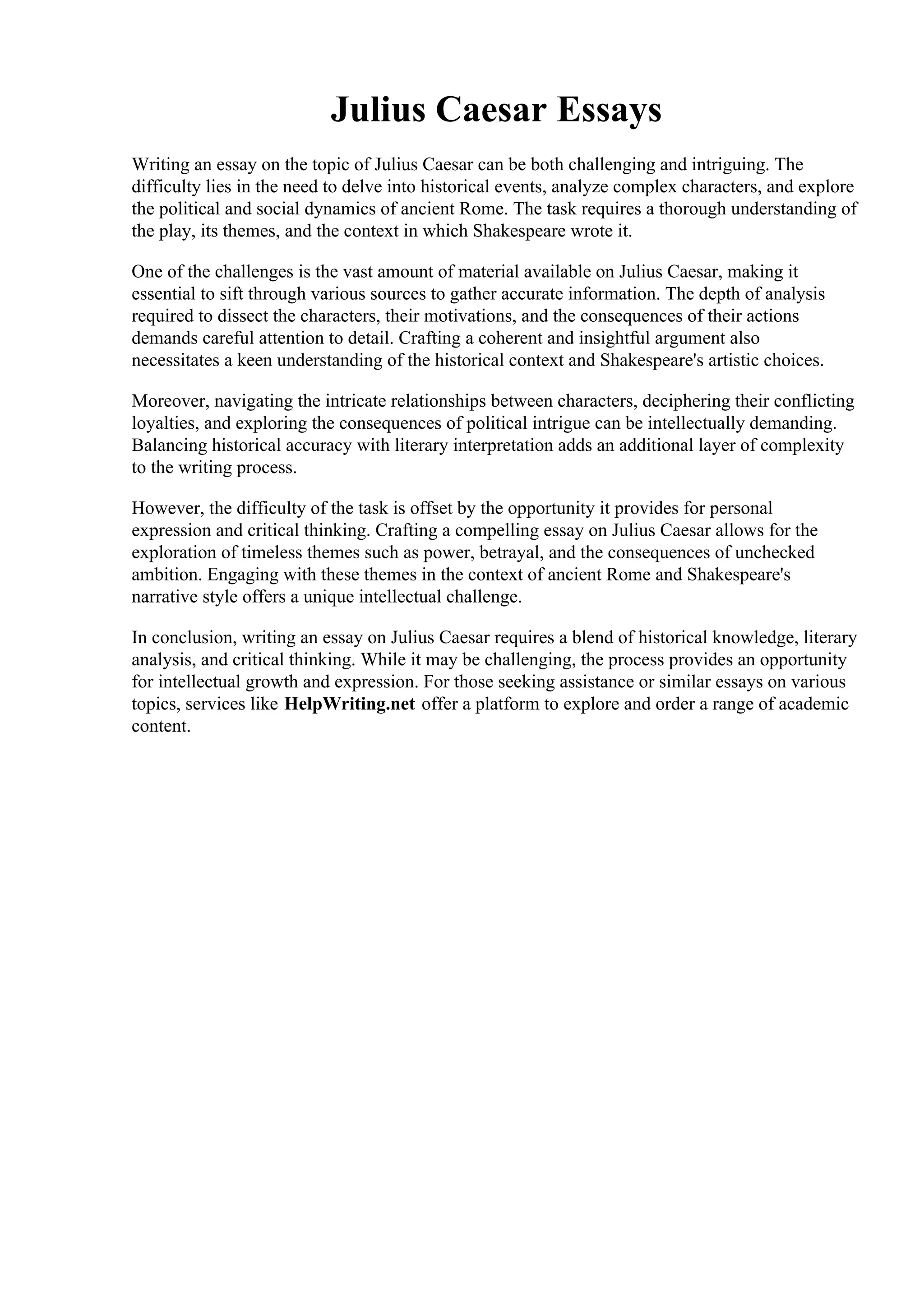 Julius Caesar Essays. Julius Caesar Essay Essay on Julius Caesar for