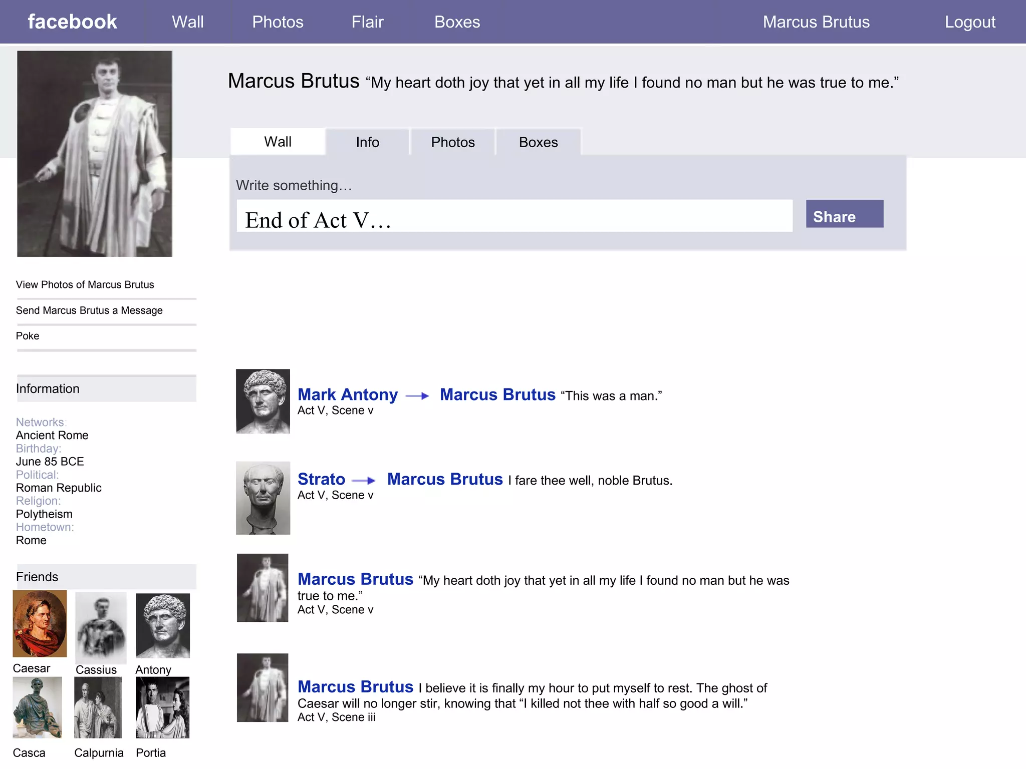 Julius Caesar Fakebook Ali Greenholt | PPT