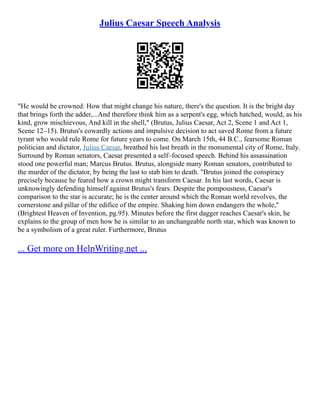 Julius Caesar Speech Analysis | PDF