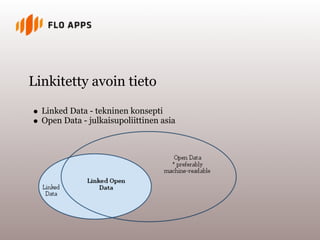 Linkitetty avoin tieto

  Linked Data - tekninen konsepti
  Open Data - julkaisupoliittinen asia
 