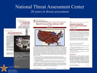 U.S. Department of
Homeland Security
United States
Secret Service
National Threat Assessment Center
20 years in threat ass...