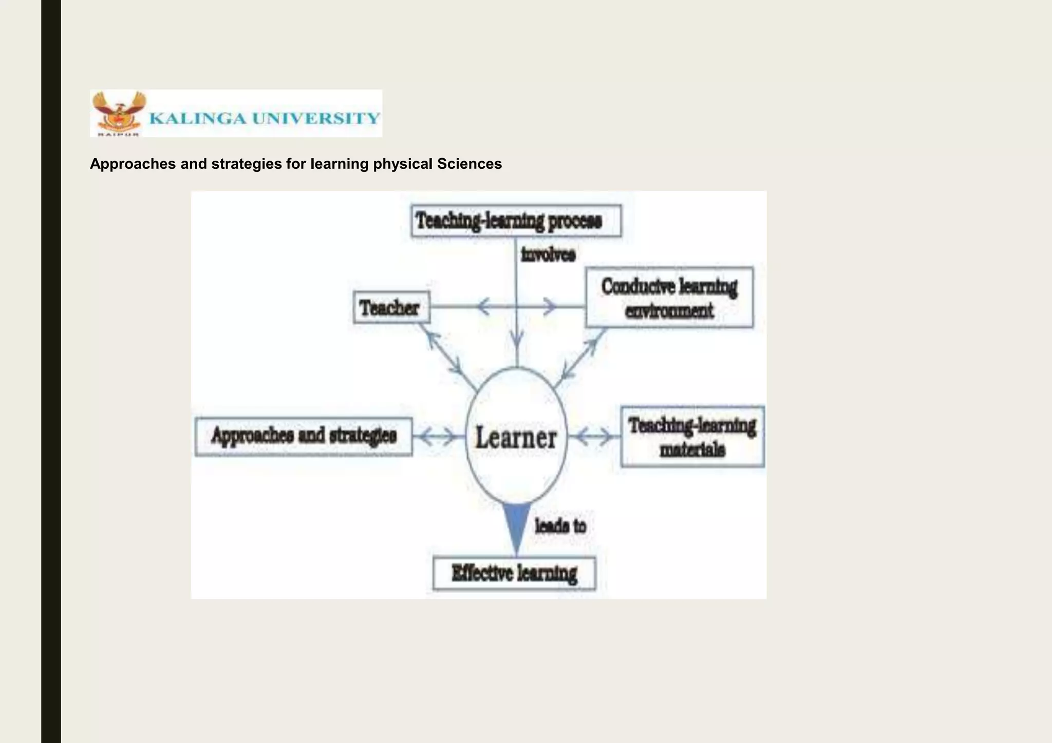 Approaches and strategies for learning physical Sciences
 