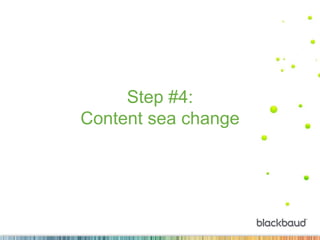 Step #4:
Content sea change
 