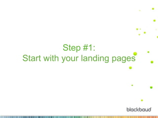 Step #1:
Start with your landing pages
 