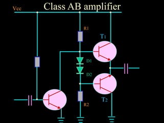 T1
T2
Vcc Class AB amplifier
R1
R2
D1
D2
 