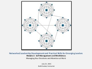 Networked Leadership Development and Practical Skills for Emerging Leaders
Module 2: Self-Management and Mindfulness
Managing Your Emotions and Attention at Work
July 14, 2015
Beth Kanter, Instructor
 