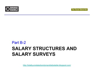 Part B-2
SALARY STRUCTURES AND
SALARY SURVEYS

      http://totallyunrelatedrandomanddebatable.blogspot.com/
 
