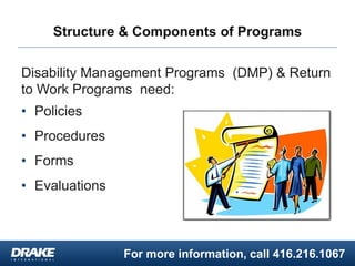 Disability Program Manager Disability Management and Return to Work Programs Fundamentals | PDF