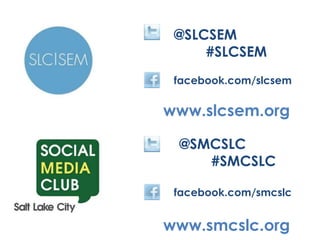 @SLCSEM
#SLCSEM
facebook.com/slcsem
www.slcsem.org
@SMCSLC
#SMCSLC
www.smcslc.org
facebook.com/smcslc
 